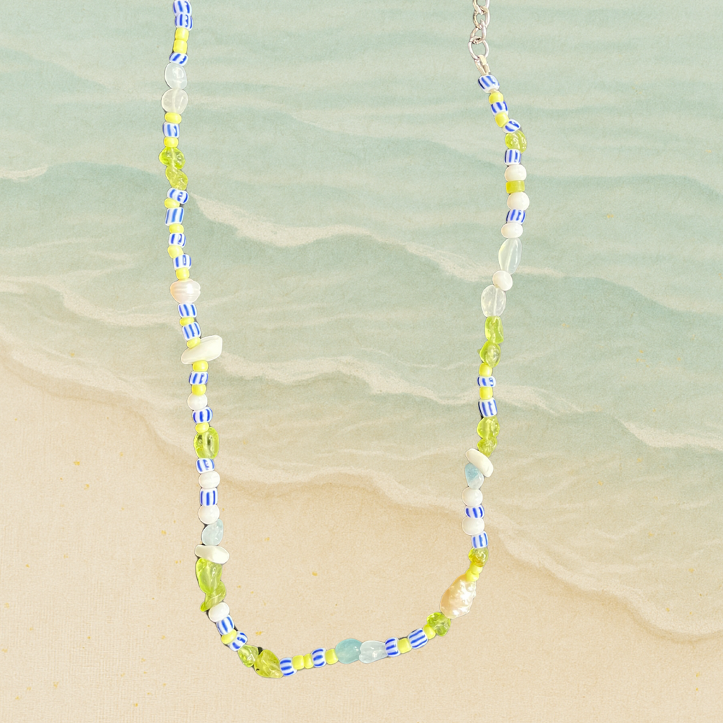 Edén – Colourful Gemstone & Pearl Beaded Necklace (Silver or Gold)