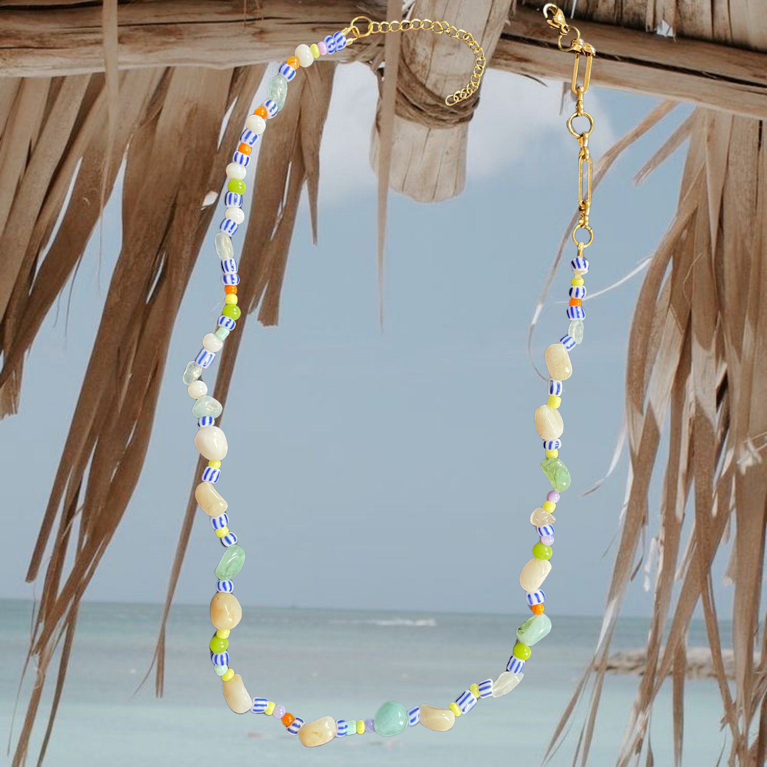 Edén – Colourful Gemstone & Pearl Beaded Necklace (Silver or Gold)