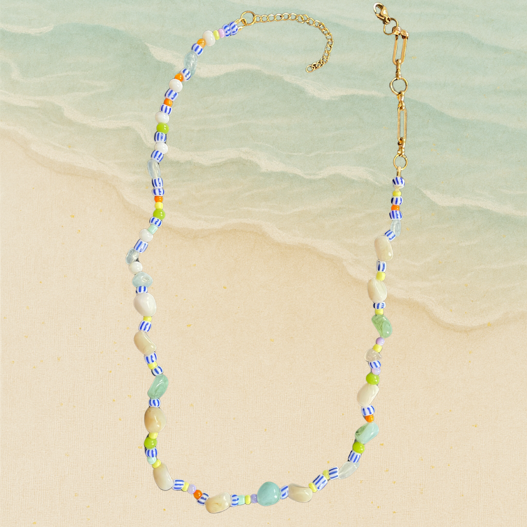Edén – Colourful Gemstone & Pearl Beaded Necklace (Silver or Gold)
