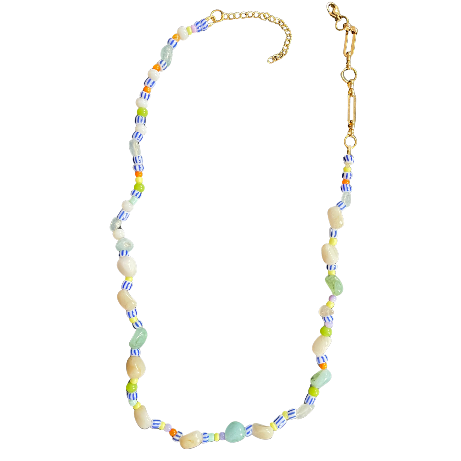 Edén – Colourful Gemstone & Pearl Beaded Necklace (Silver or Gold)