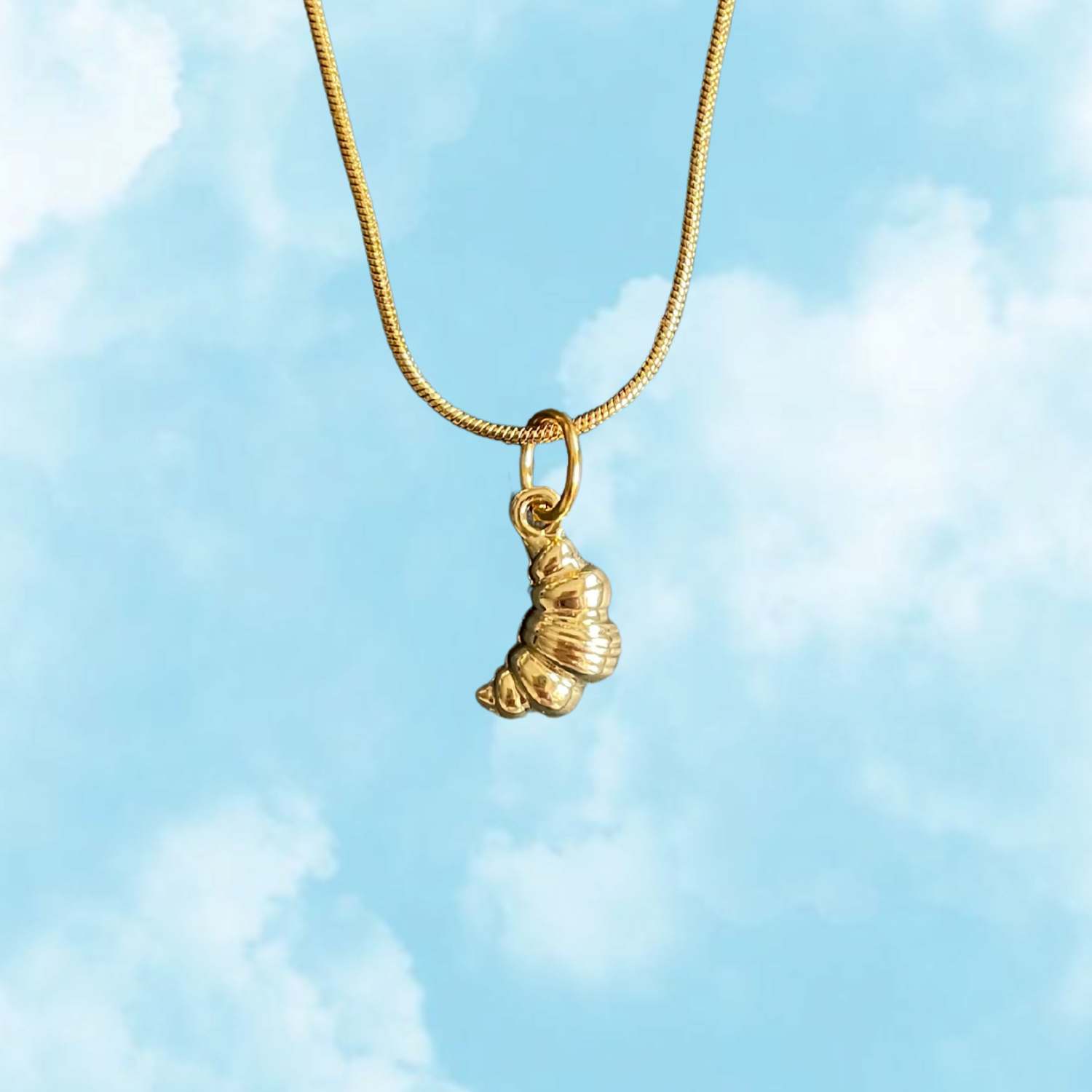 Croissant – Tiny Pastry Necklace in Gold or Silver (Playful Edit)