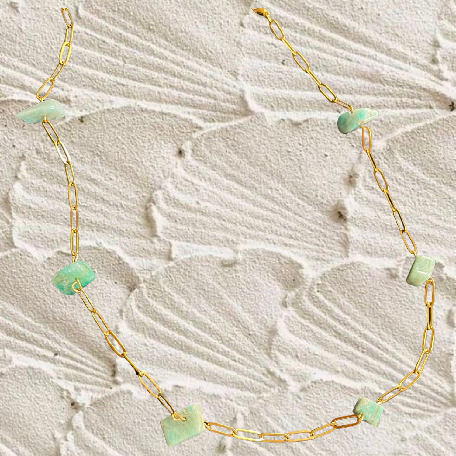 Georgea- Chunky Gold Link Necklace with Sodalite or Amazonite