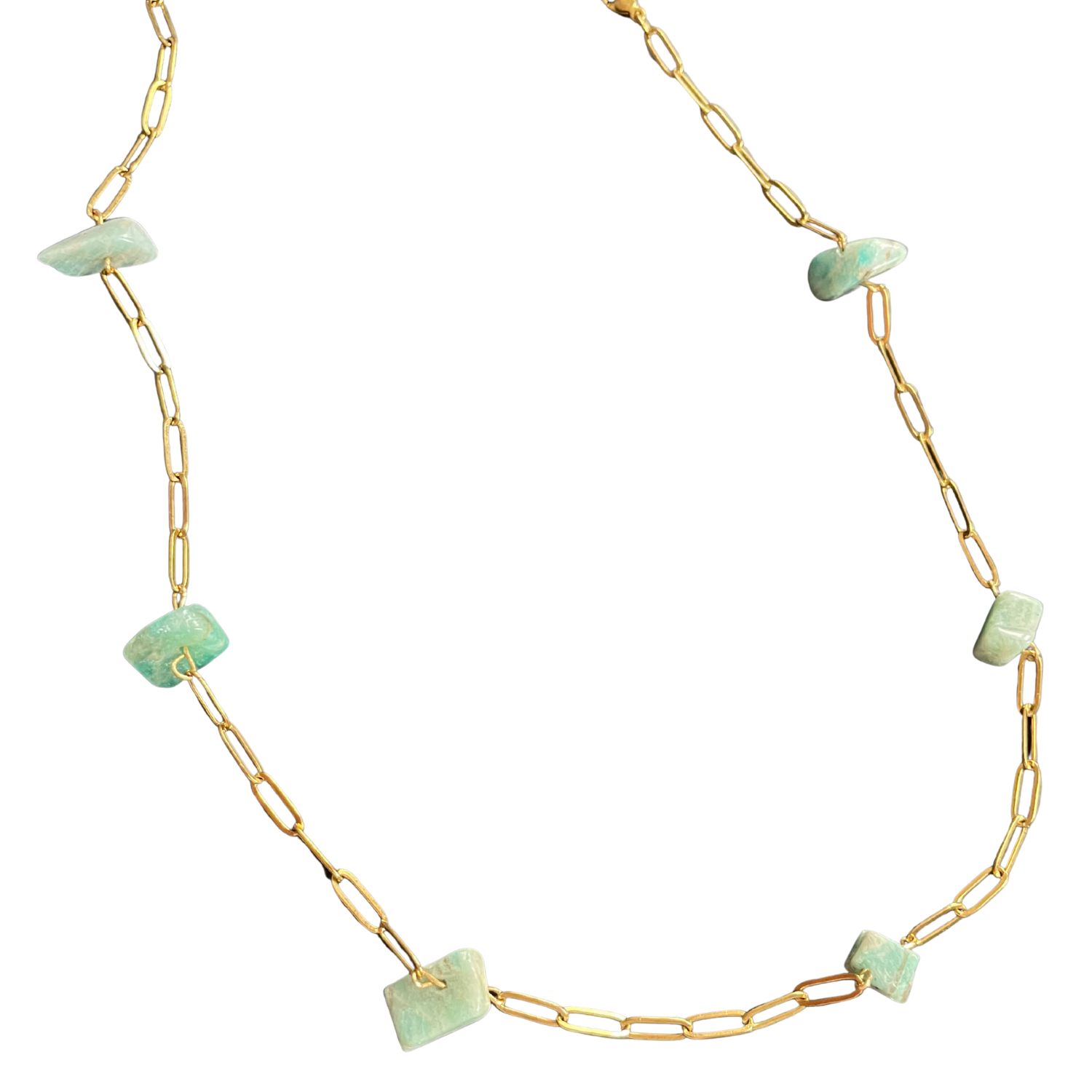 Georgea- Chunky Gold Link Necklace with Sodalite or Amazonite