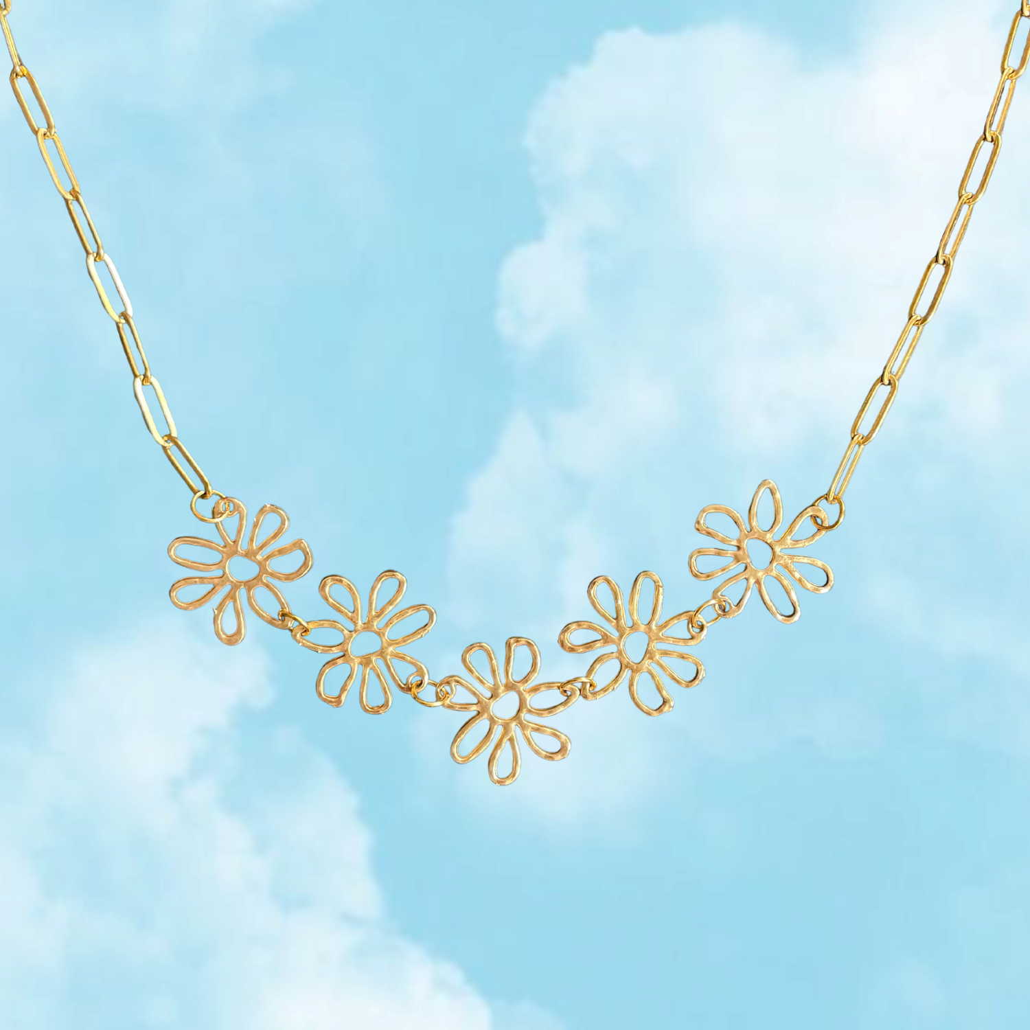 Miley Chunky Flower Necklace in Gold Acrylic (Playful Edit)