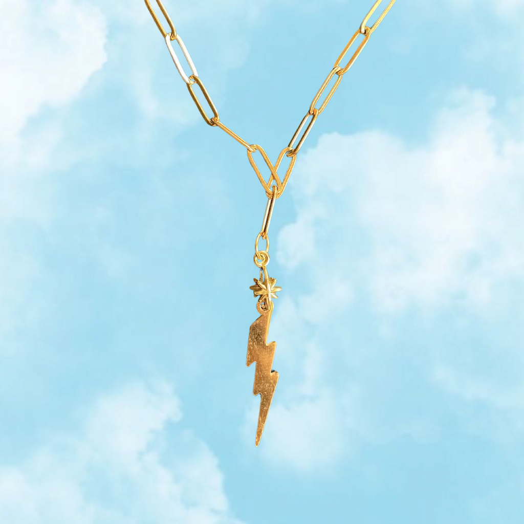 Rayo – Lightning Bolt Necklace in Chunky Gold Chain (Playful Edit)