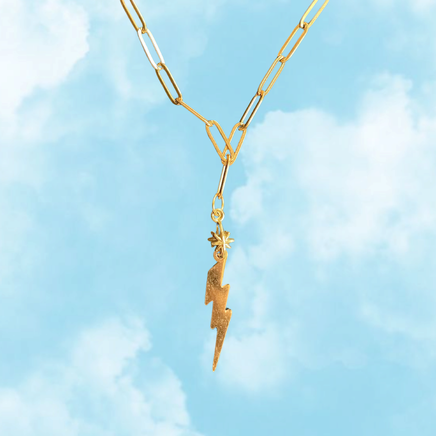 Rayo – Lightning Bolt Necklace in Chunky Gold Chain (Playful Edit)