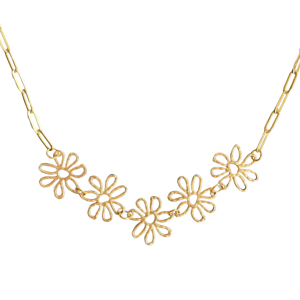 Miley Chunky Flower Necklace in Gold Acrylic (Playful Edit)