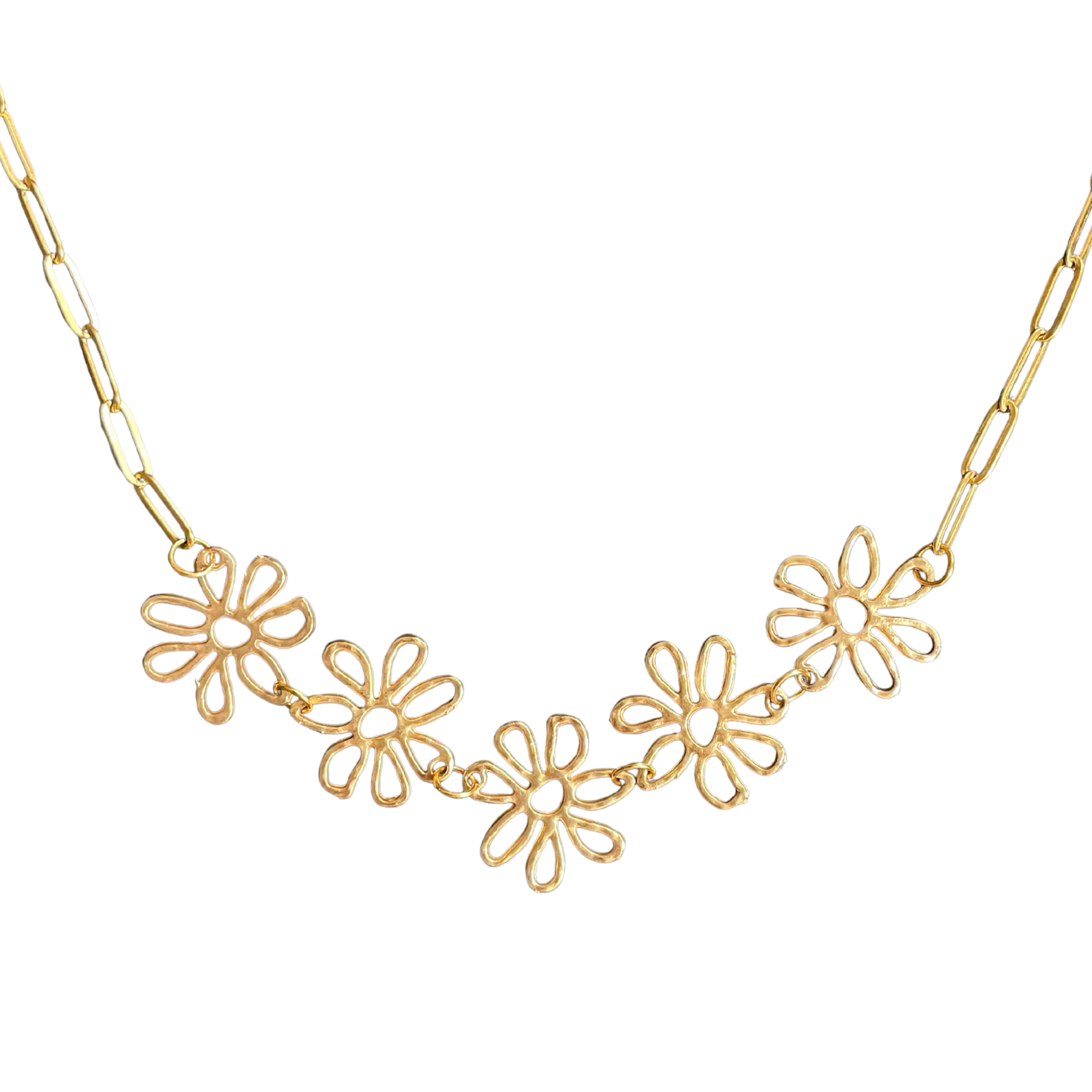 Miley Chunky Flower Necklace in Gold Acrylic (Playful Edit)