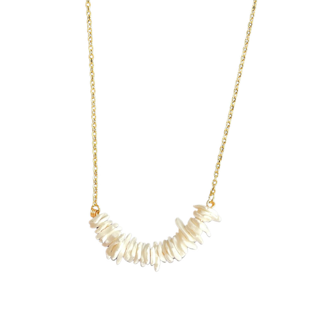 Delfi-C Shell – Natural Shell Curve Necklace in Gold