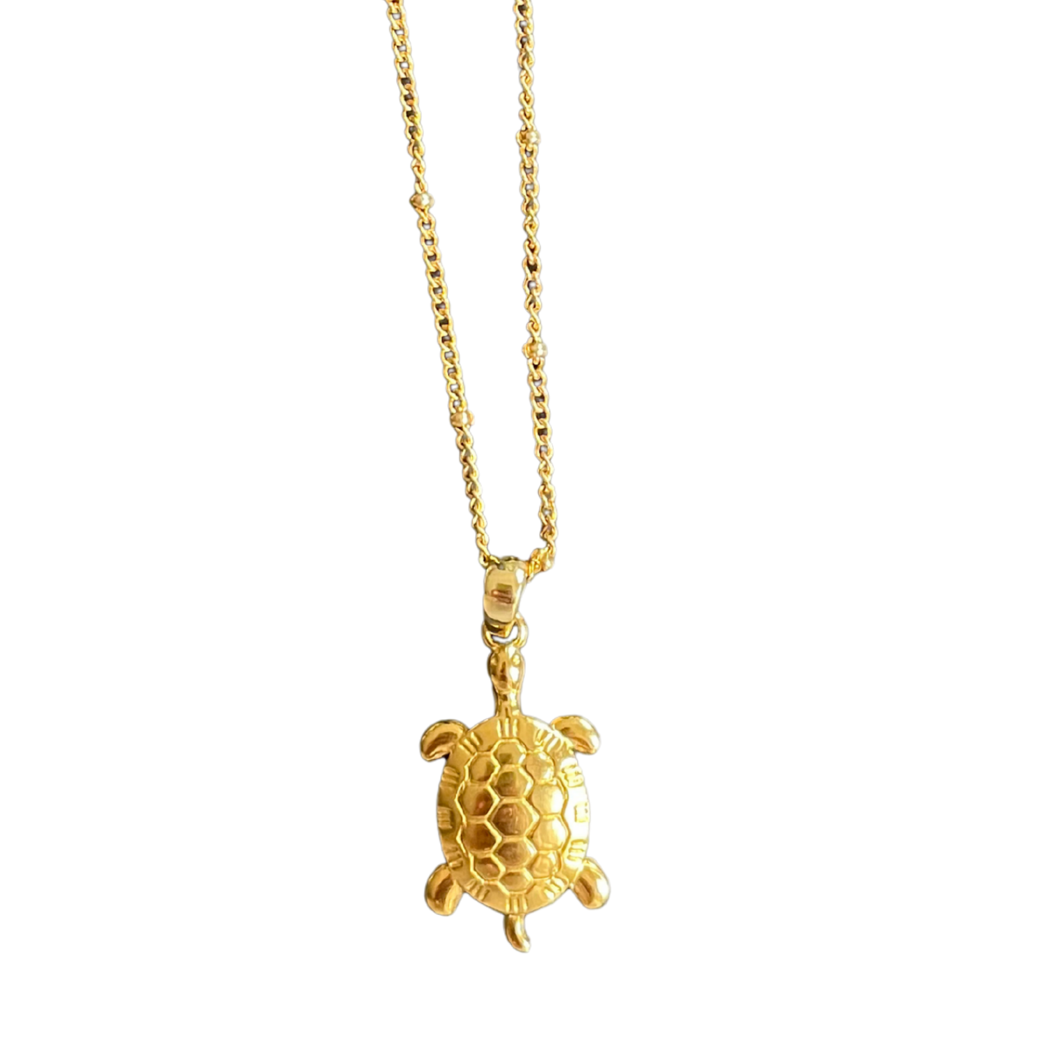 Tortuga – Gold Coastal Necklace with Textured Sea Turtle Pendant
