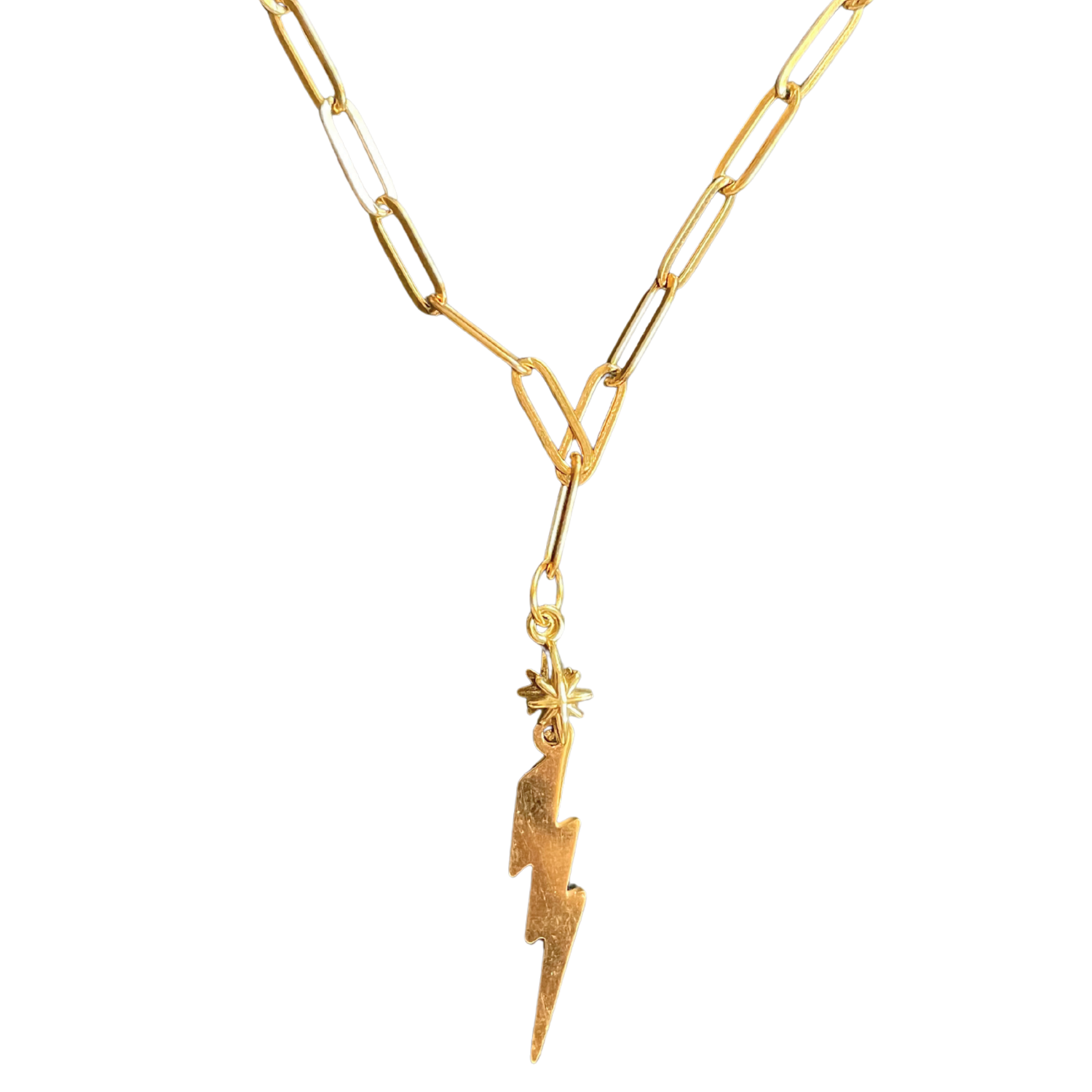 Rayo – Lightning Bolt Necklace in Chunky Gold Chain (Playful Edit)