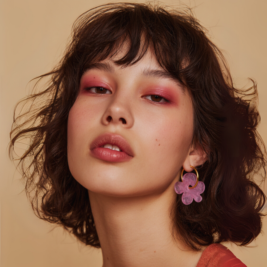 Customisable 22mm Gold Plated Hoops with Resin Flowers