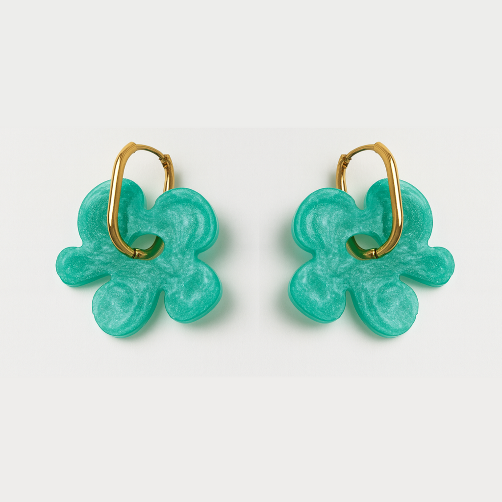 Rectangular Hoops with Resin Flowers