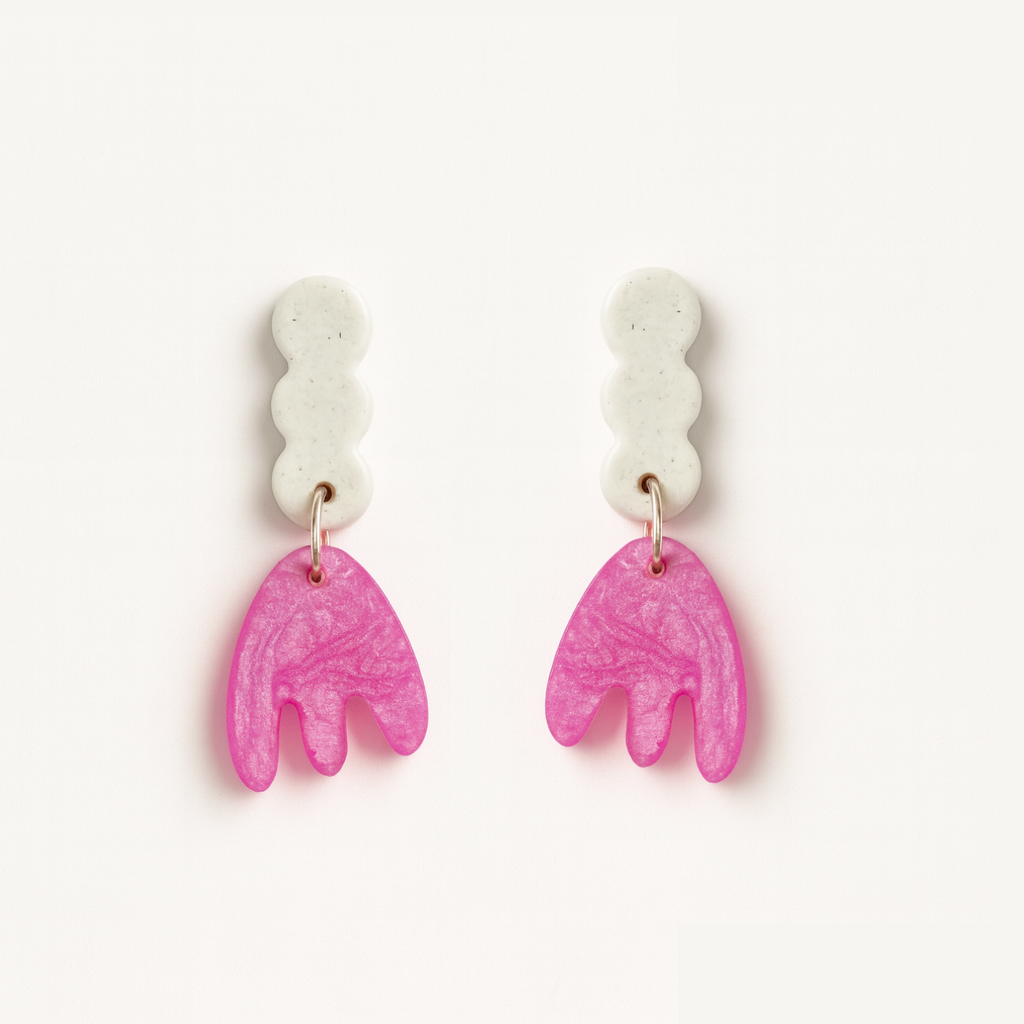 Pink & White Flower Studs