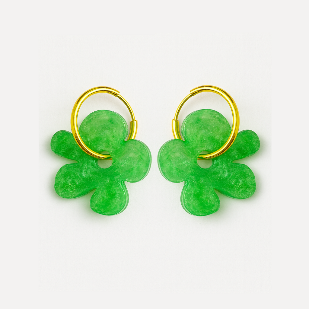 Customisable 22mm Gold Plated Hoops with Resin Flowers