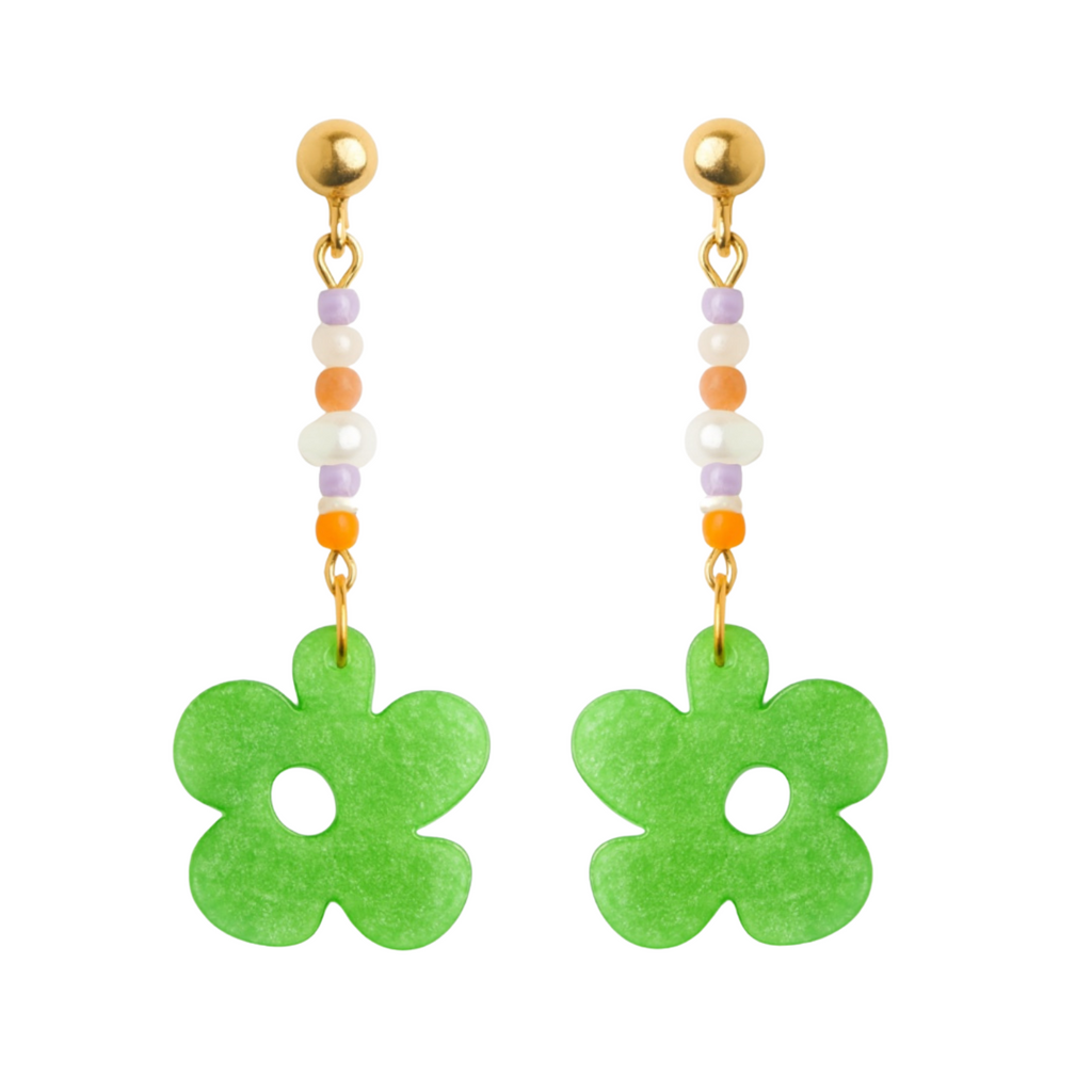 Pearls & Green Flowers