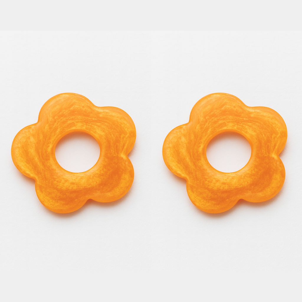 Customisable 22mm Gold Plated Hoops with Resin Flowers