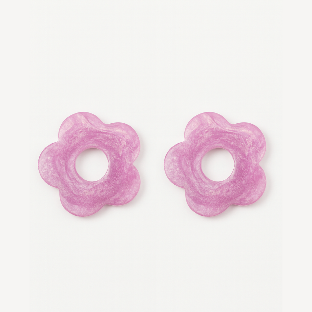 Customisable 22mm Gold Plated Hoops with Resin Flowers