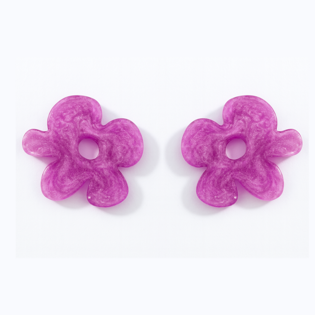 Customisable 22mm Gold Plated Hoops with Resin Flowers