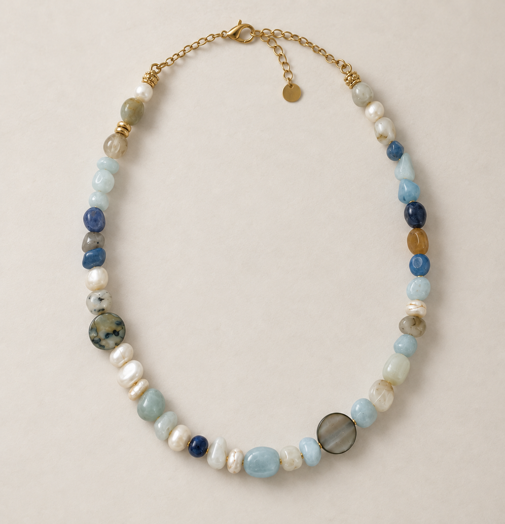 Blue Gemstone Beaded Necklace – Ocean Tides
