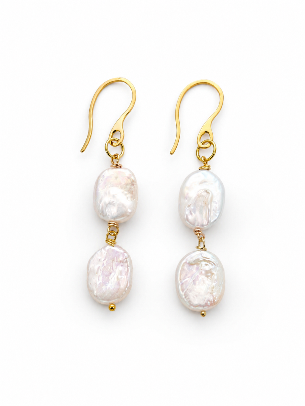 Chelsea Double Coin Pearl Drop Earrings