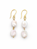 Chelsea Double Coin Pearl Drop Earrings
