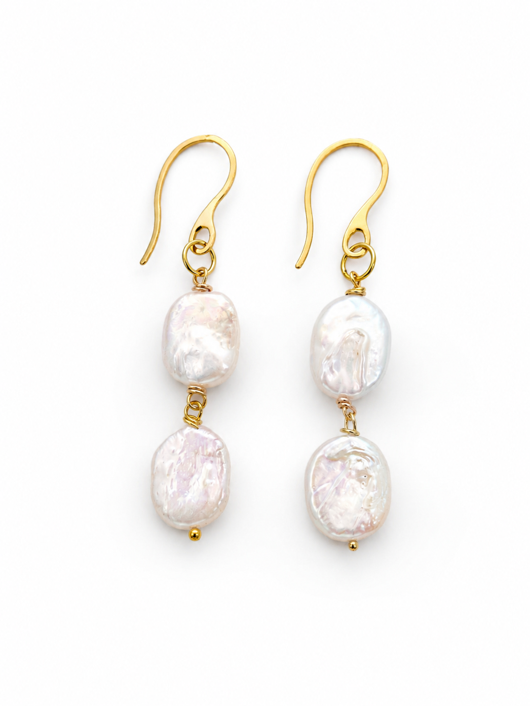 Chelsea Double Coin Pearl Drop Earrings