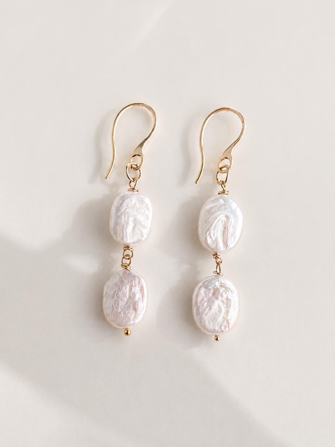 Chelsea Double Coin Pearl Drop Earrings