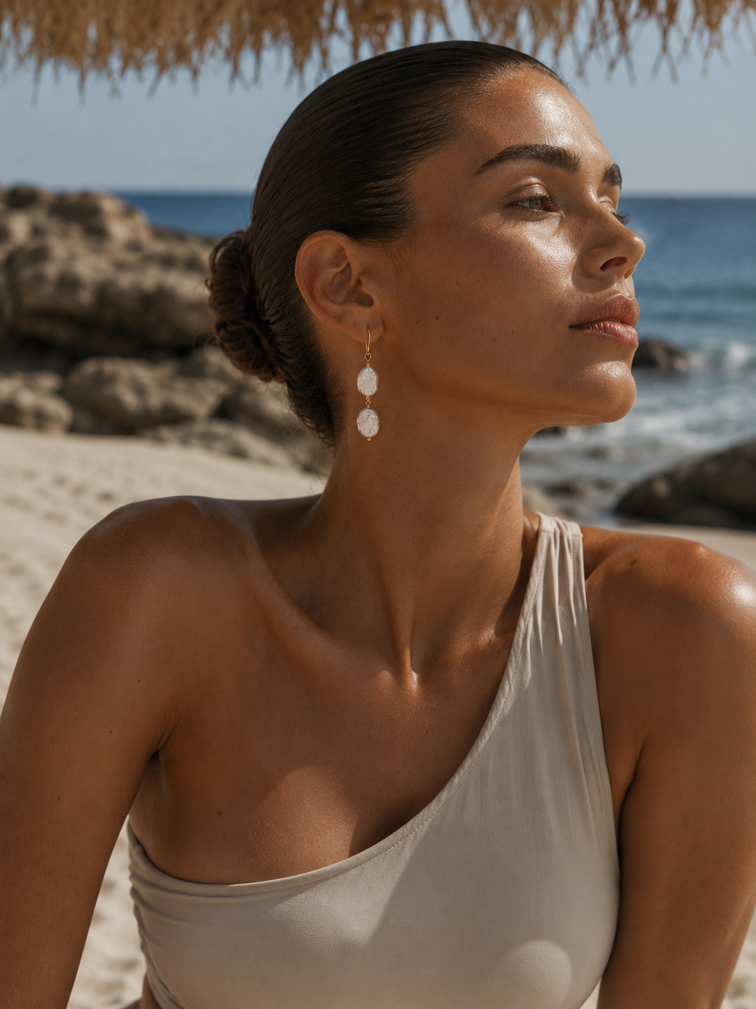 Chelsea Double Coin Pearl Drop Earrings