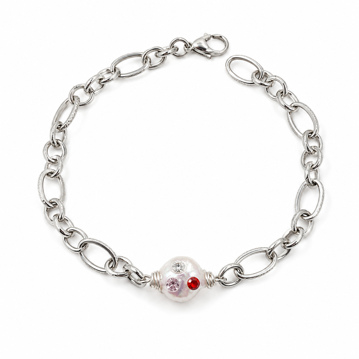 Stella Cubic Zirconia & Freshwater Pearl Chain Bracelet