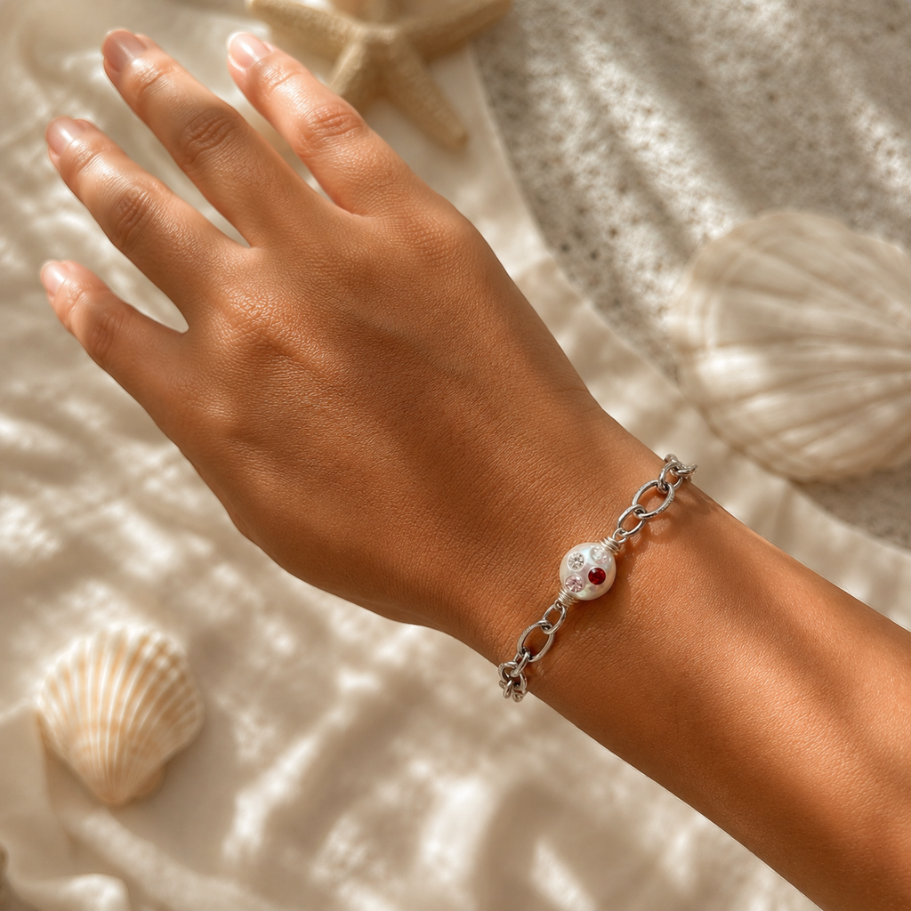 Stella Cubic Zirconia & Freshwater Pearl Chain Bracelet