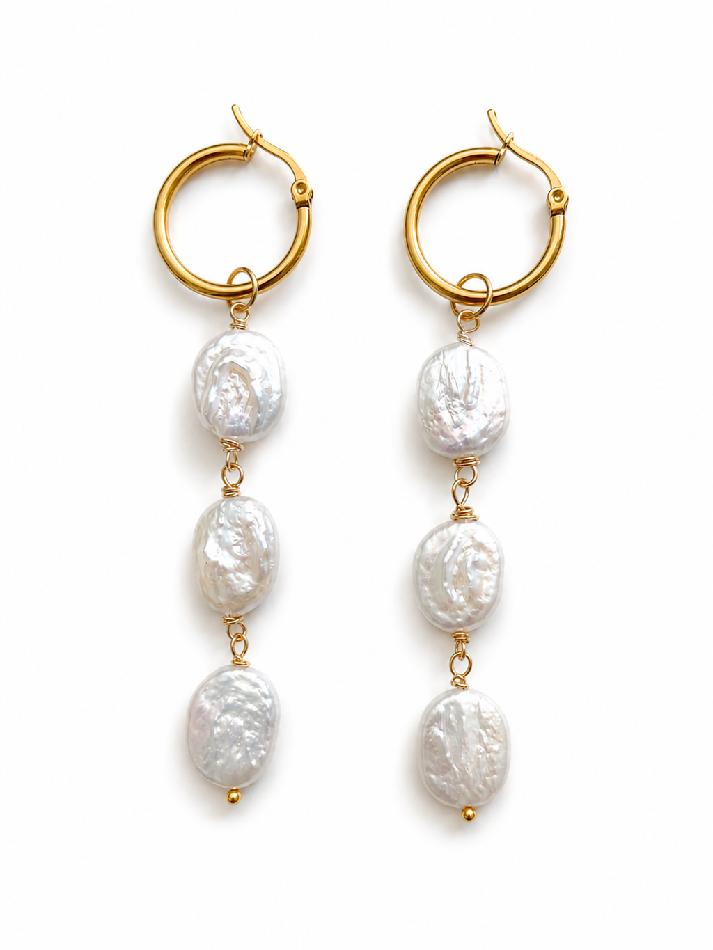 Siena Pearl Drop Hoop Earrings