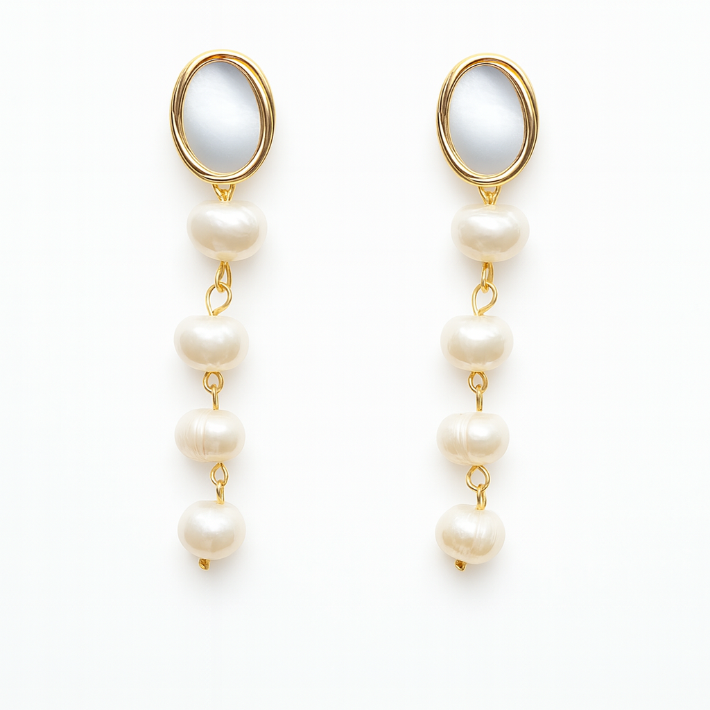 Samira Iridescent Shell & Akoya Pearl Drop Earrings