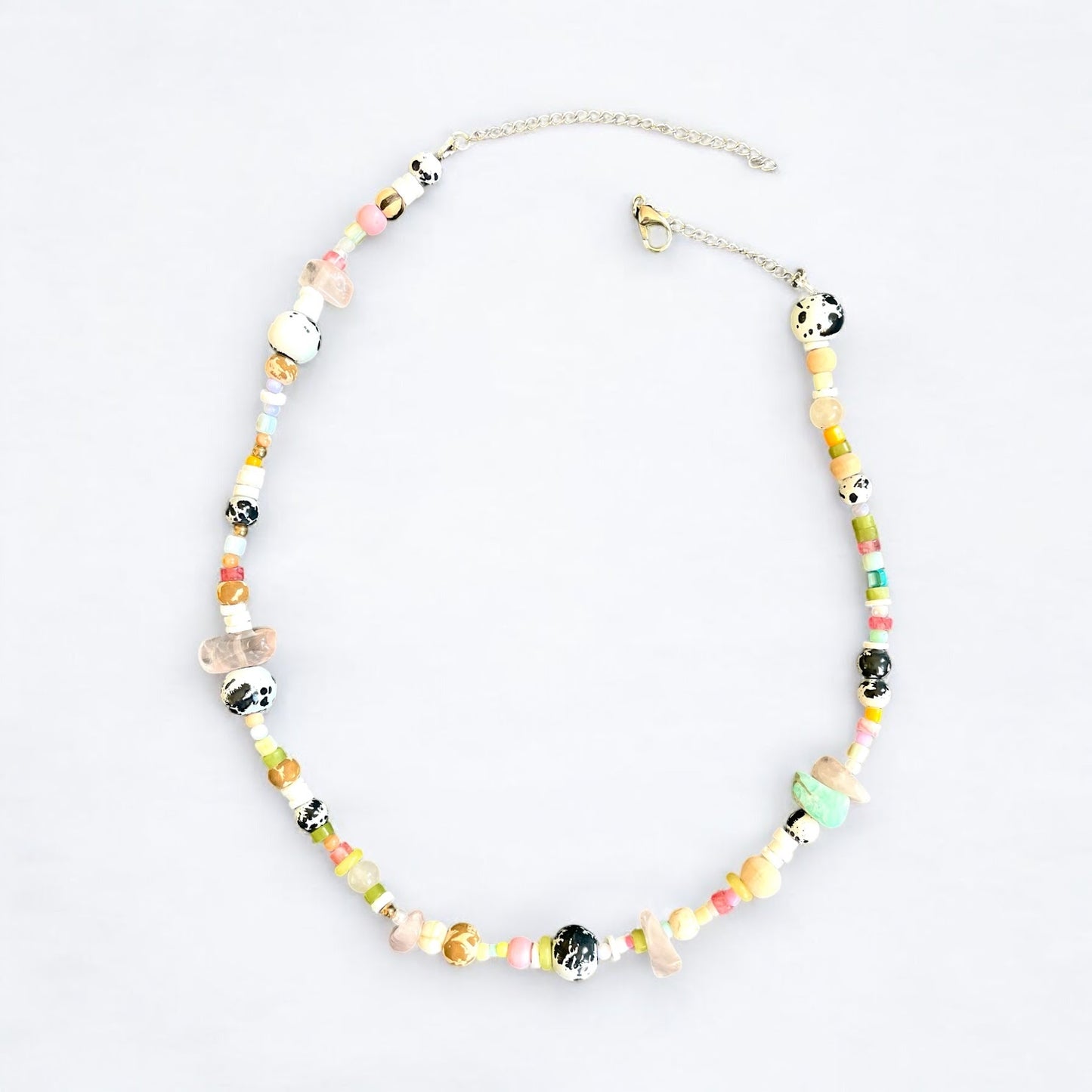 Lucy Andy Handmade Beaded Necklace with Multicoloured Seashells and Quartz