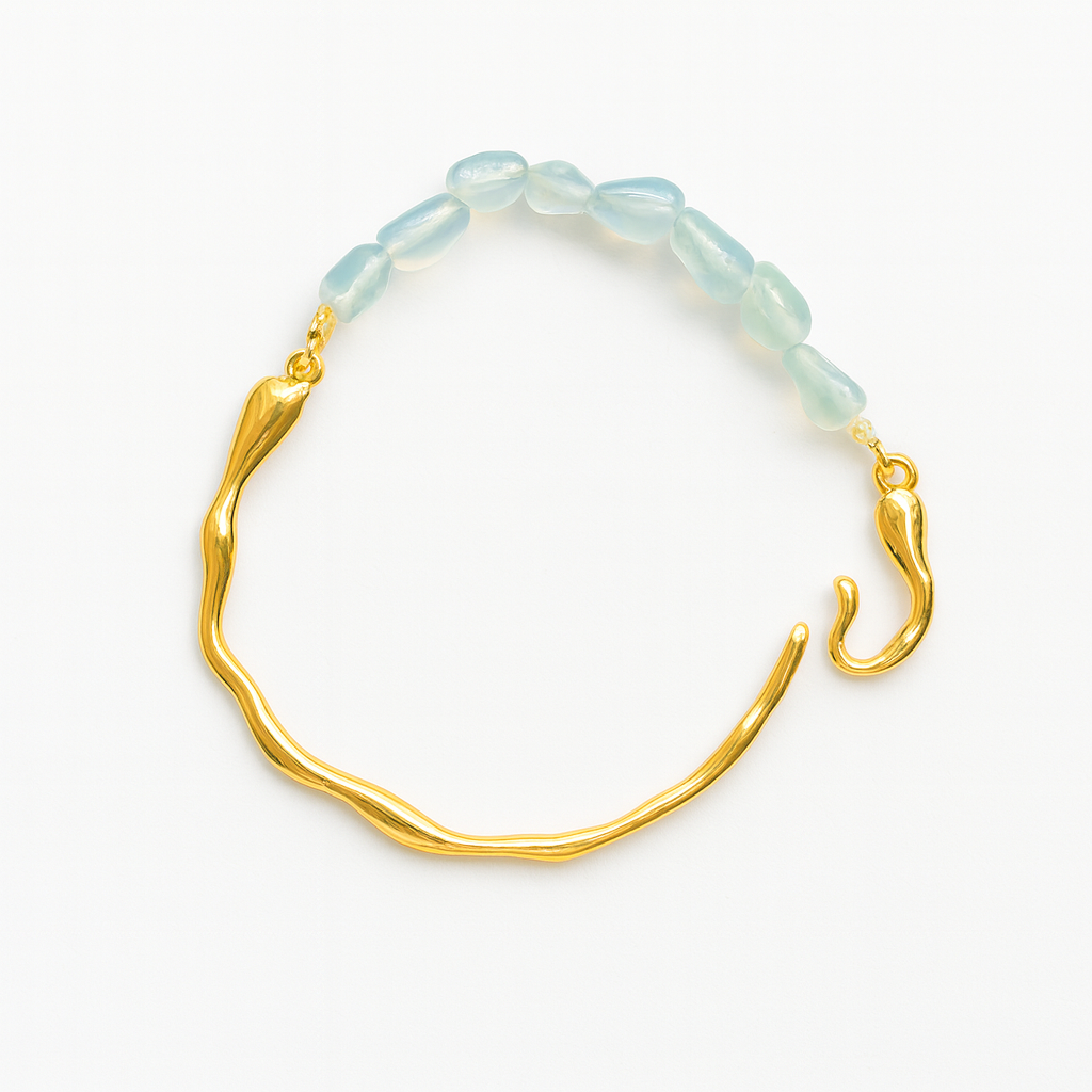 Chunky 18K Gold Plated Bracelet With Freshwater Cultured Pearls