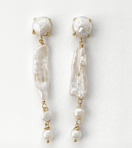 Sara Bridal Pearl Drop Stud Earrings