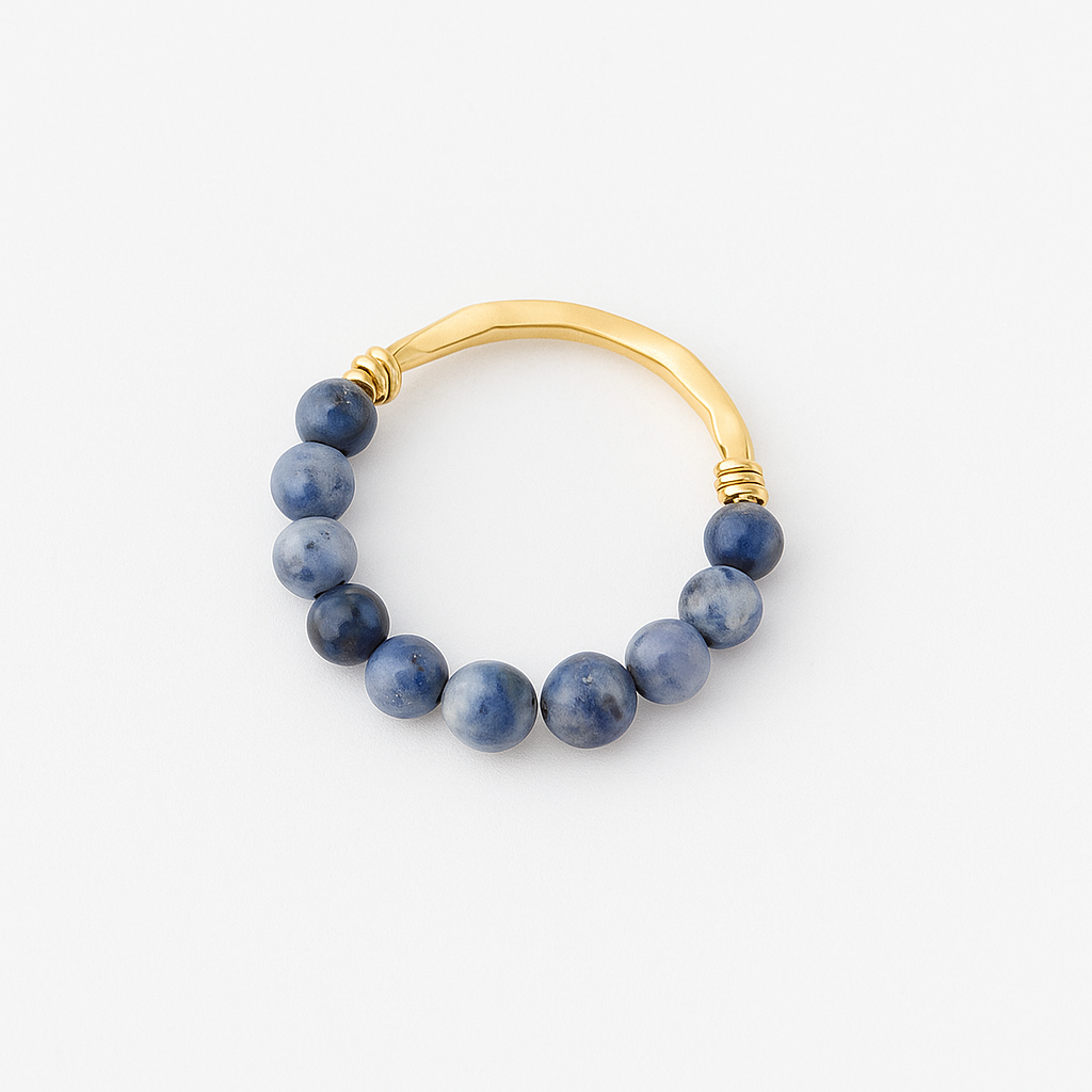 Ring with Sodalite Gemstone Beads