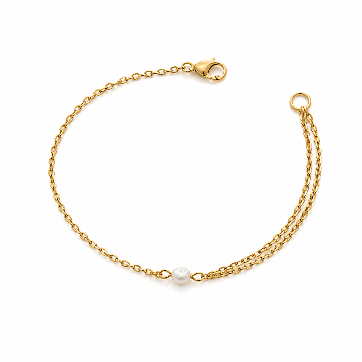 Alba Double Chain Dainty Pearl Bracelet