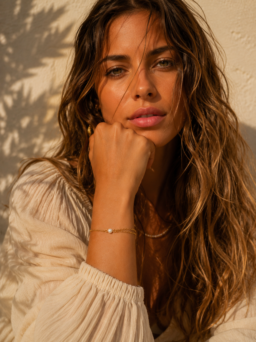 Alba Double Chain Dainty Pearl Bracelet