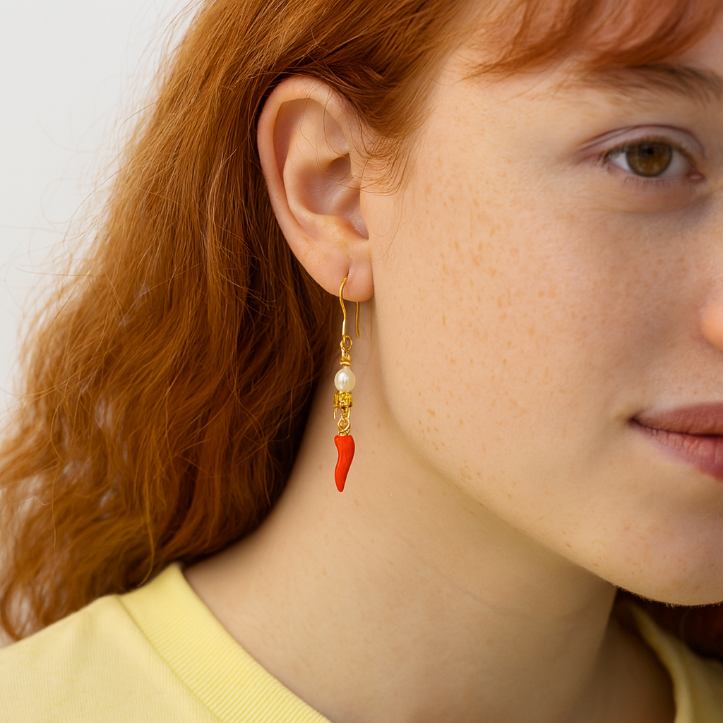 Spice Earrings – Pearl, Floral Beads