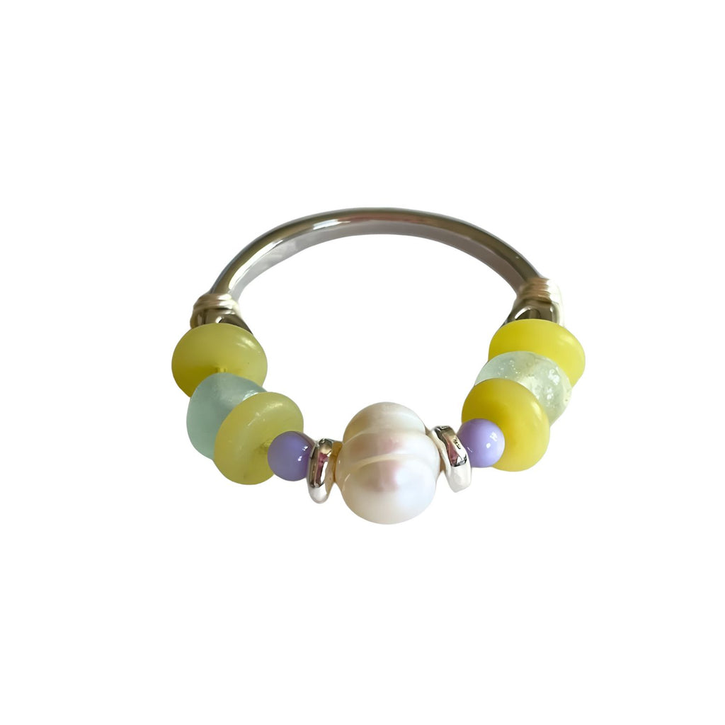 Handmade Mixed Mineral & Akoya Pearl Ring – Gold or Silver