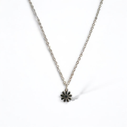 Silver Stainless Steel Daisy Handmade Necklace - Cute Daisy Chain Necklace for Boho Fashion - Dainty Flower Jewellery