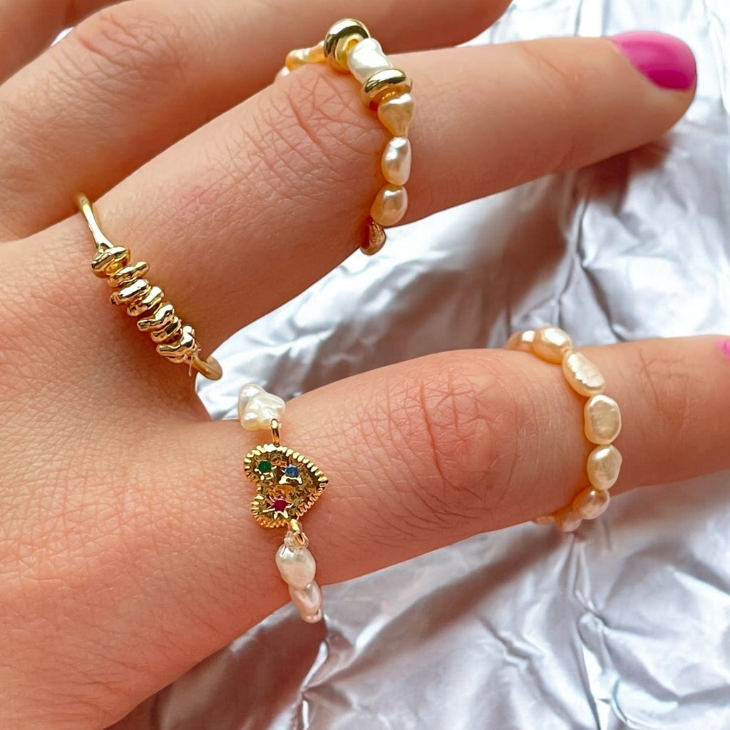 Freshwater Pearl Band Ring – Handmade and Elegant