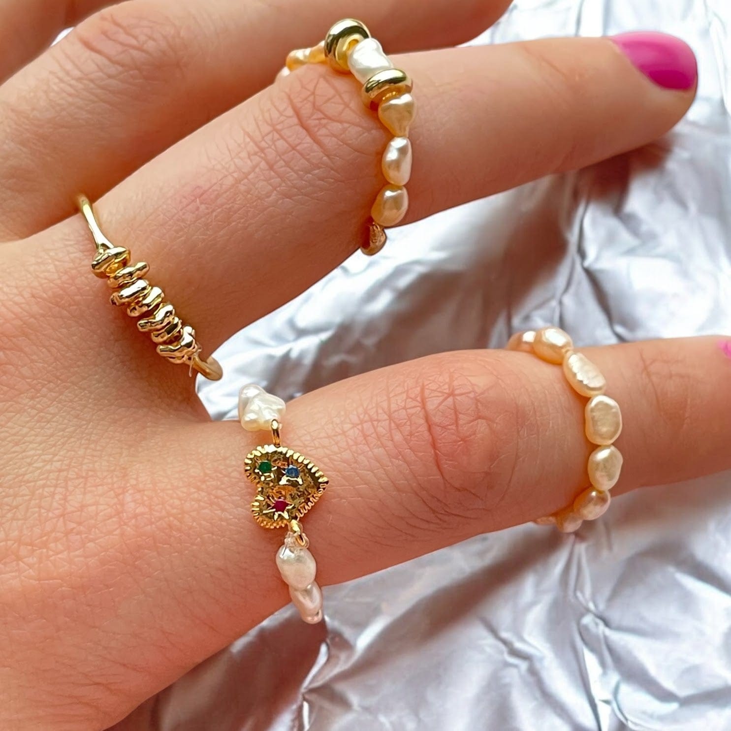 Freshwater Pearl Band Ring – Handmade and Elegant