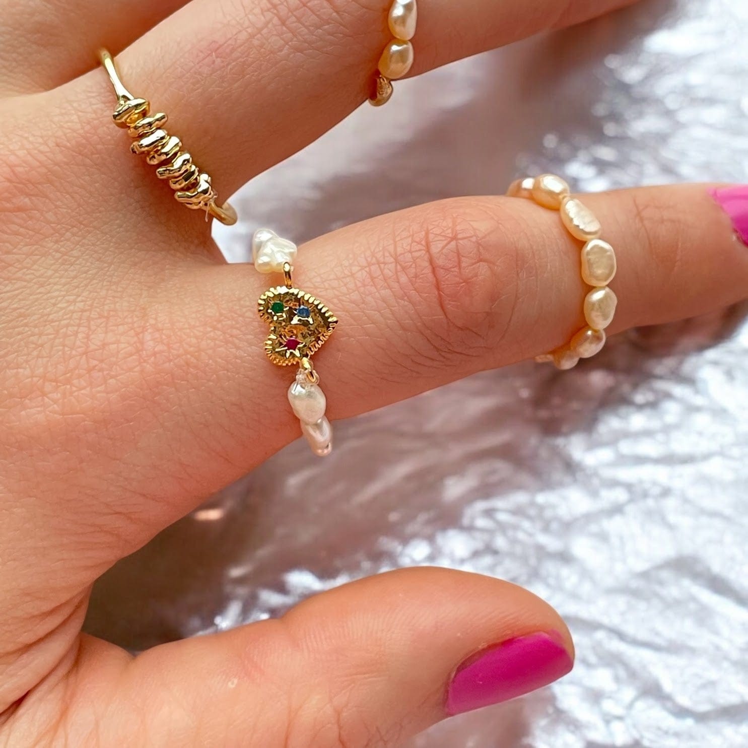 Freshwater Pearl Band Ring – Handmade and Elegant