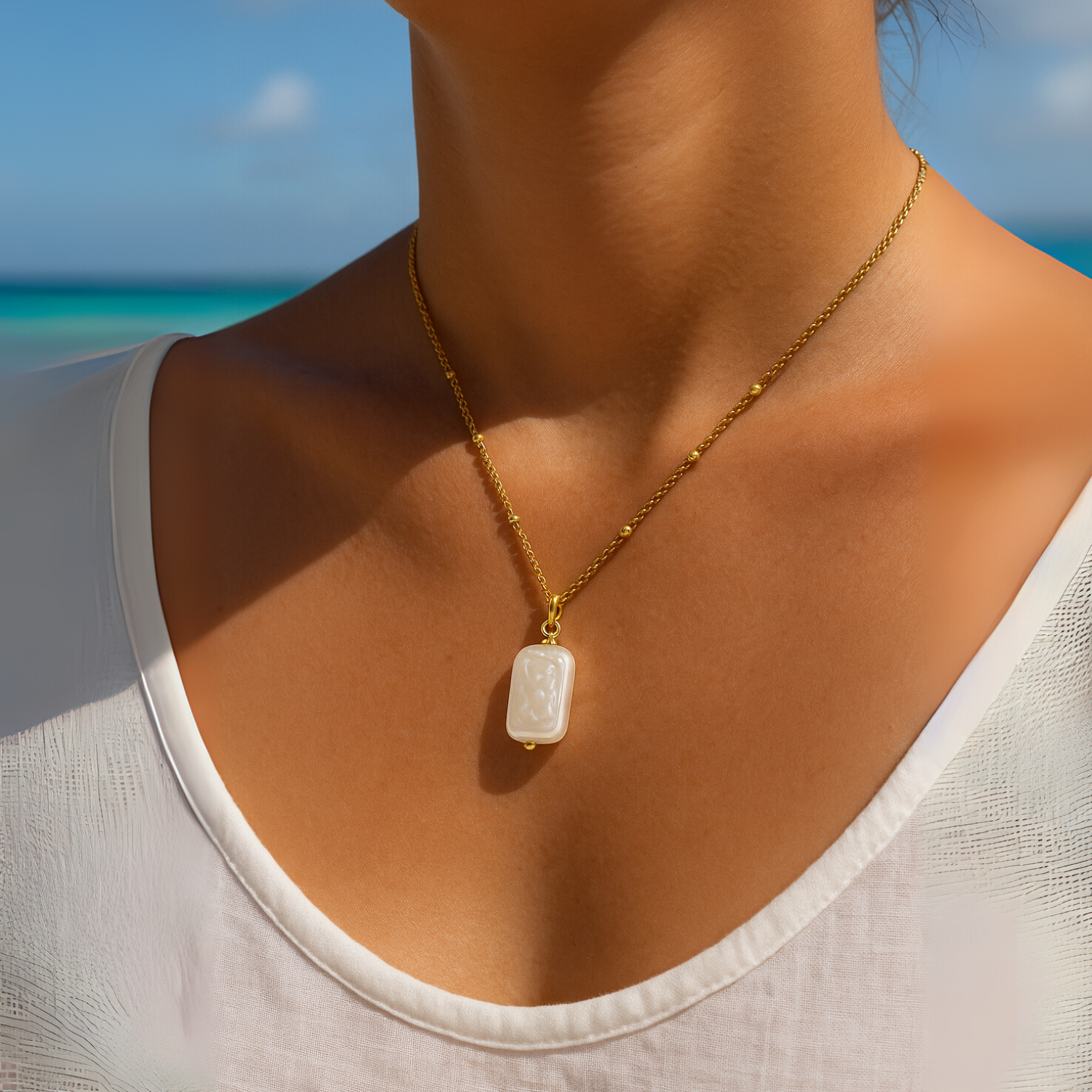 Aura Necklace with Baroque-Style Pearl Pendant