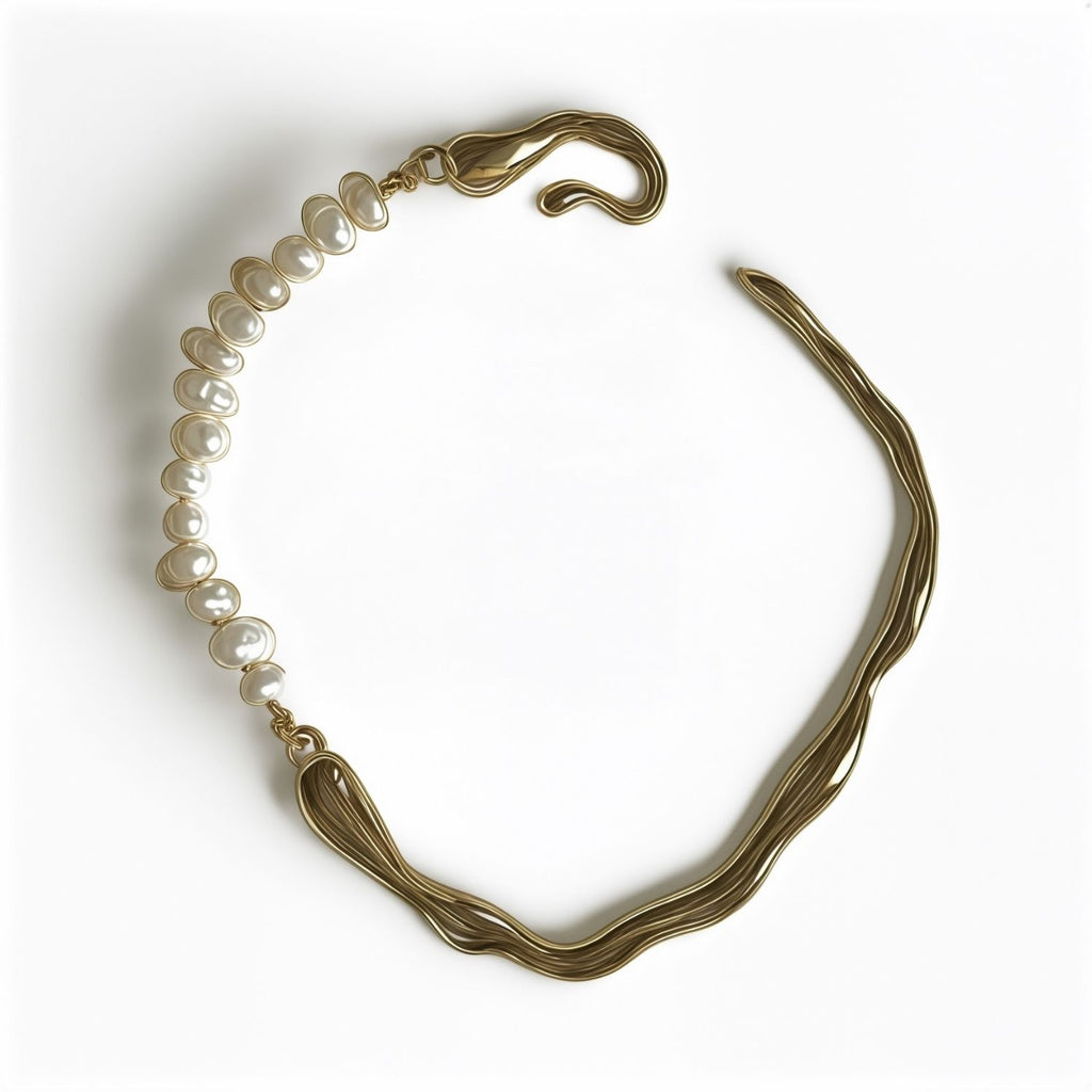 Chunky 18K Gold Plated Bracelet With Freshwater Cultured Pearls