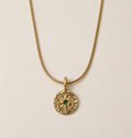 Gold Coin Pendant Necklace – Green Star