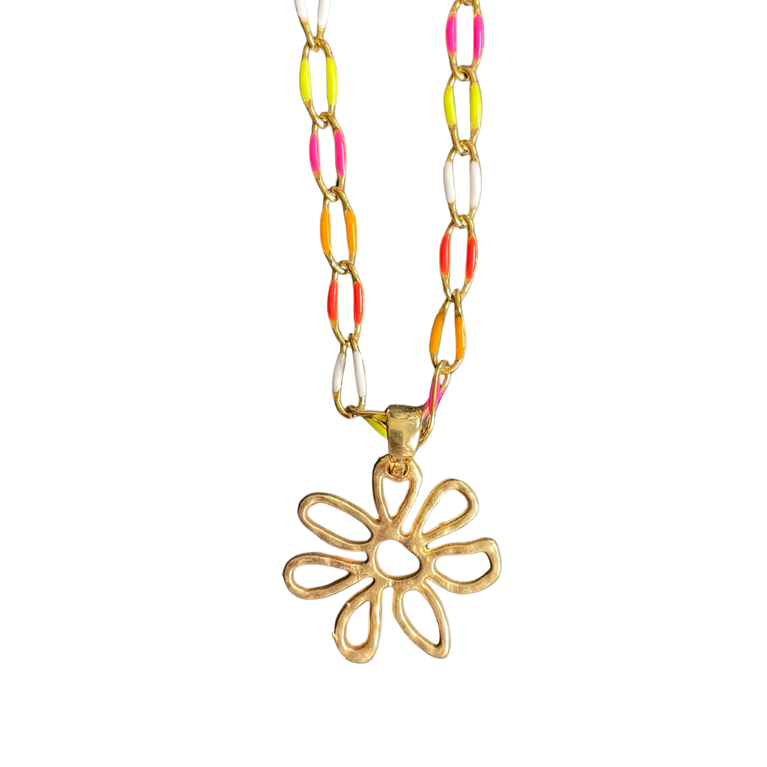 Daisy Chain Necklace – Colourful Enamel & 18k Gold-Plated