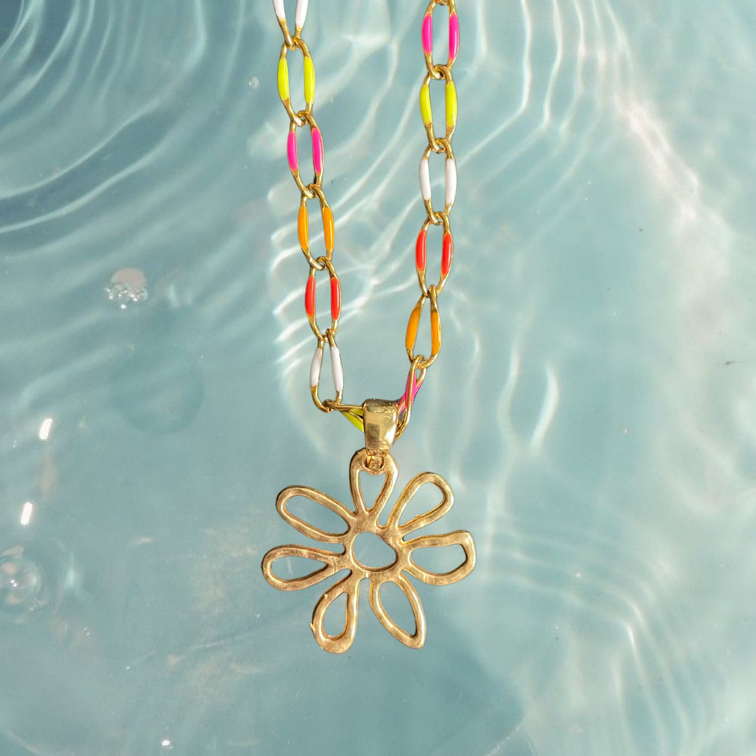 Daisy Chain Necklace – Colourful Enamel & 18k Gold-Plated